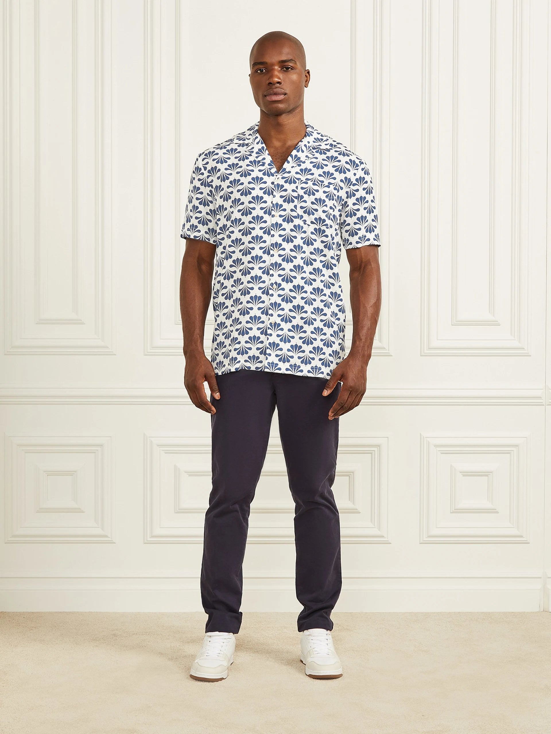 Blue Geoflower Print
