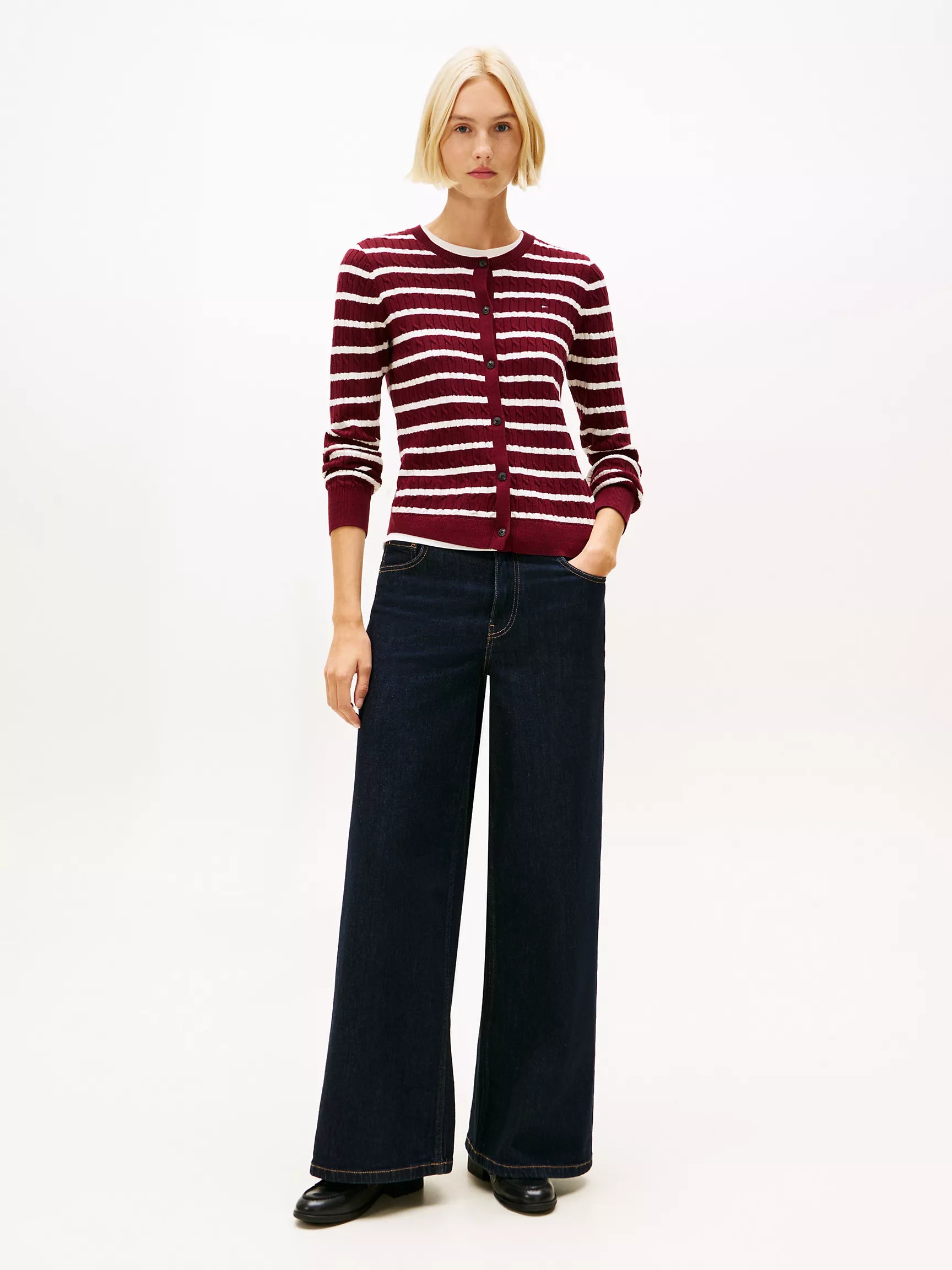 Burgundy / Ivory Silk Stripe