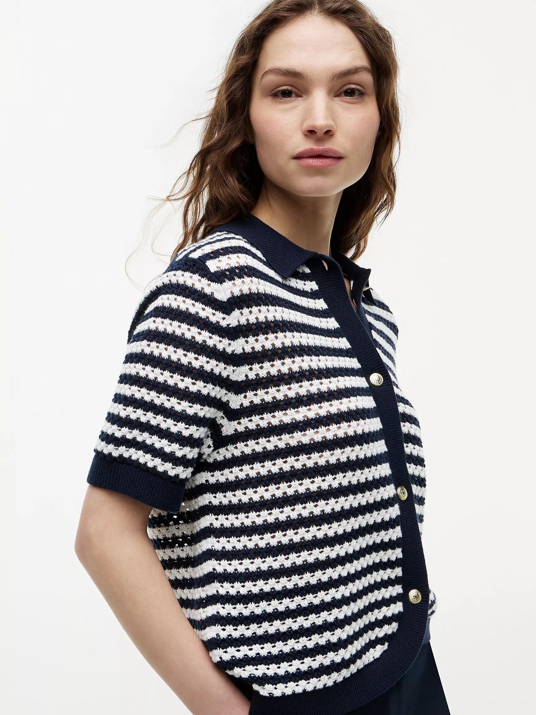 Navy Blue / Ecru Stripe
