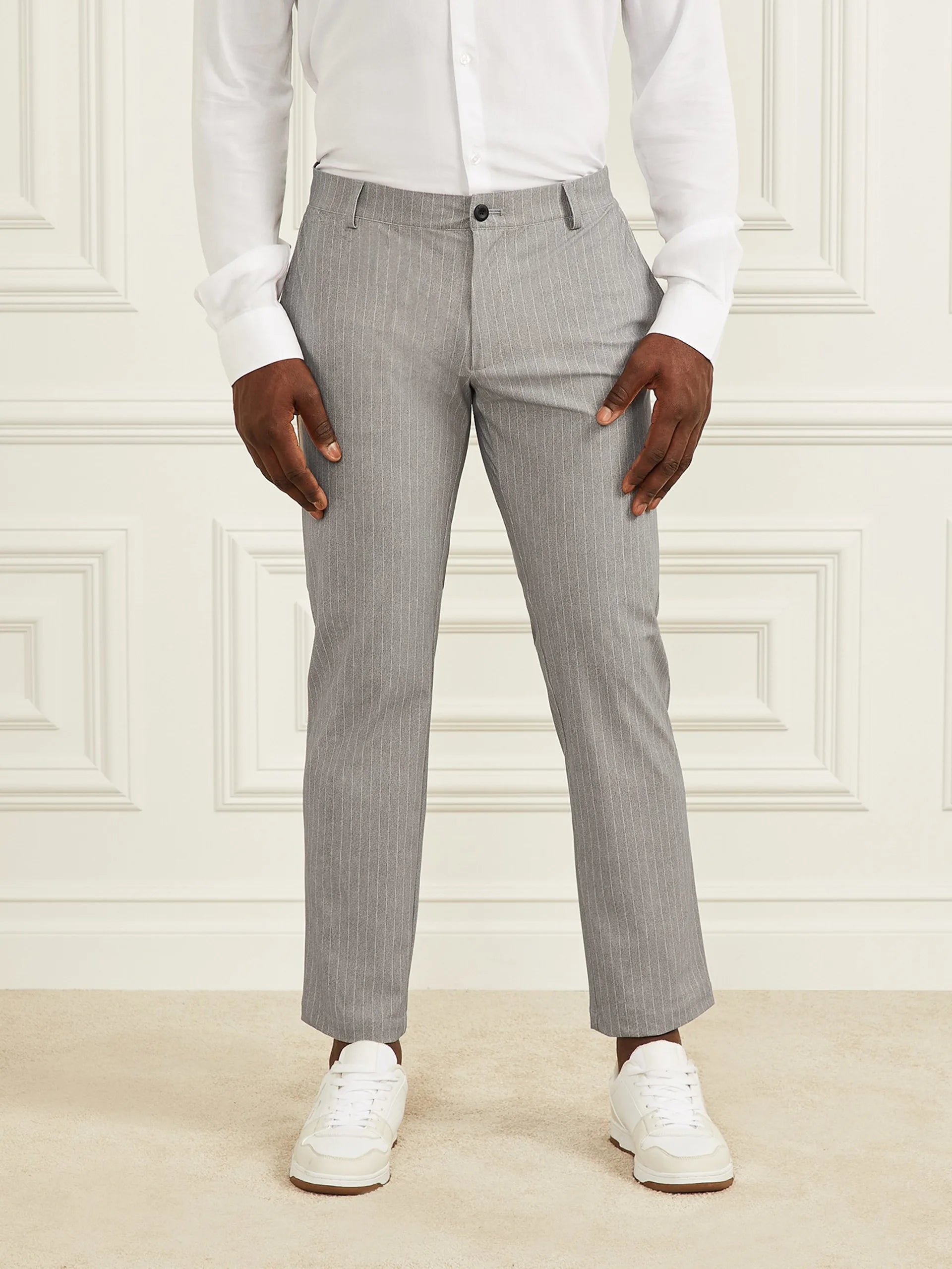 Light Wool Grey Pinstripe