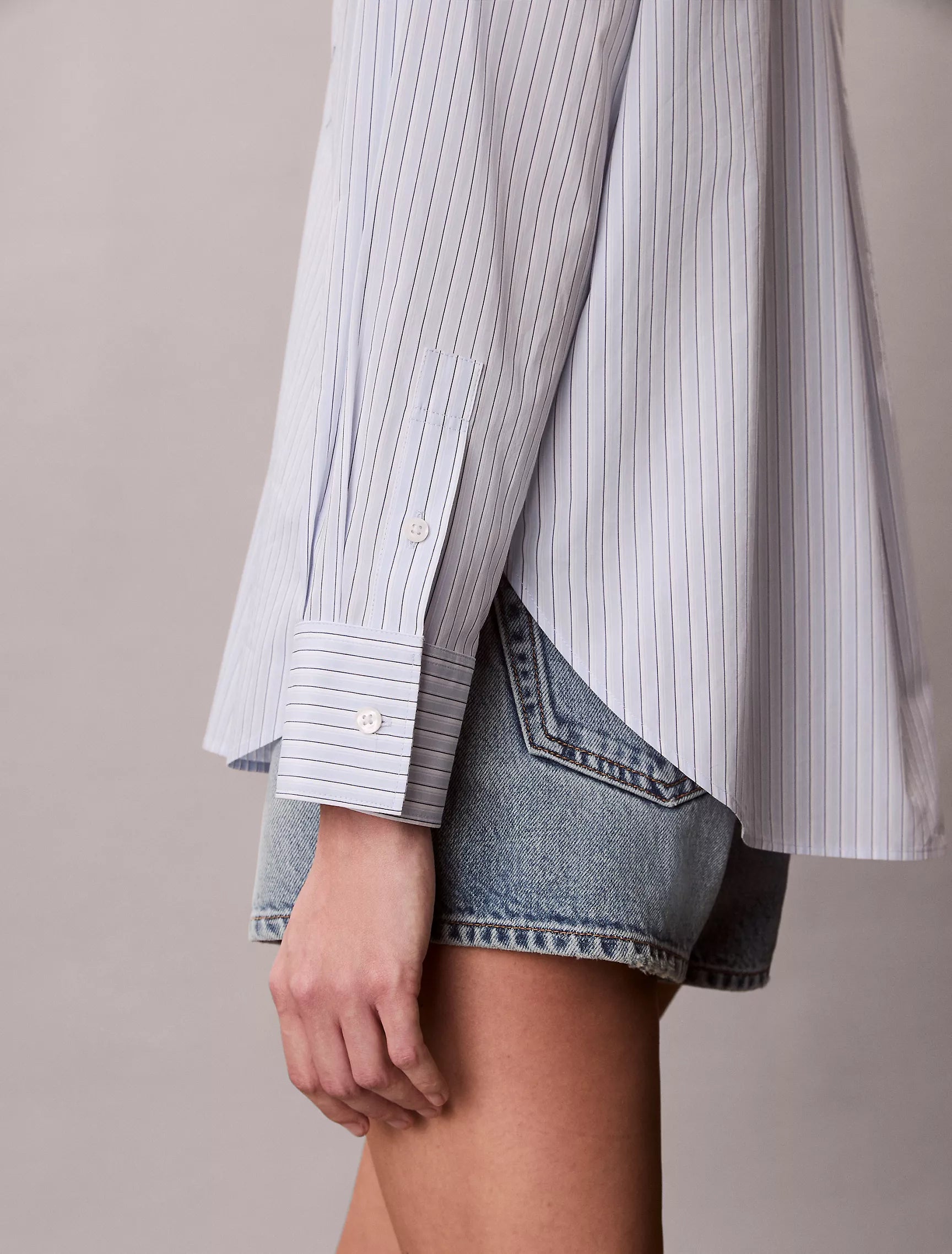 Breezy Blue Three Color Refined Stripe