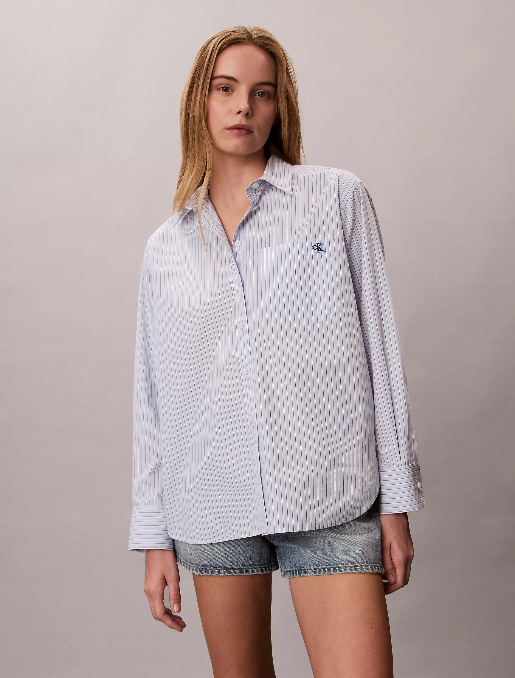Breezy Blue Three Color Refined Stripe