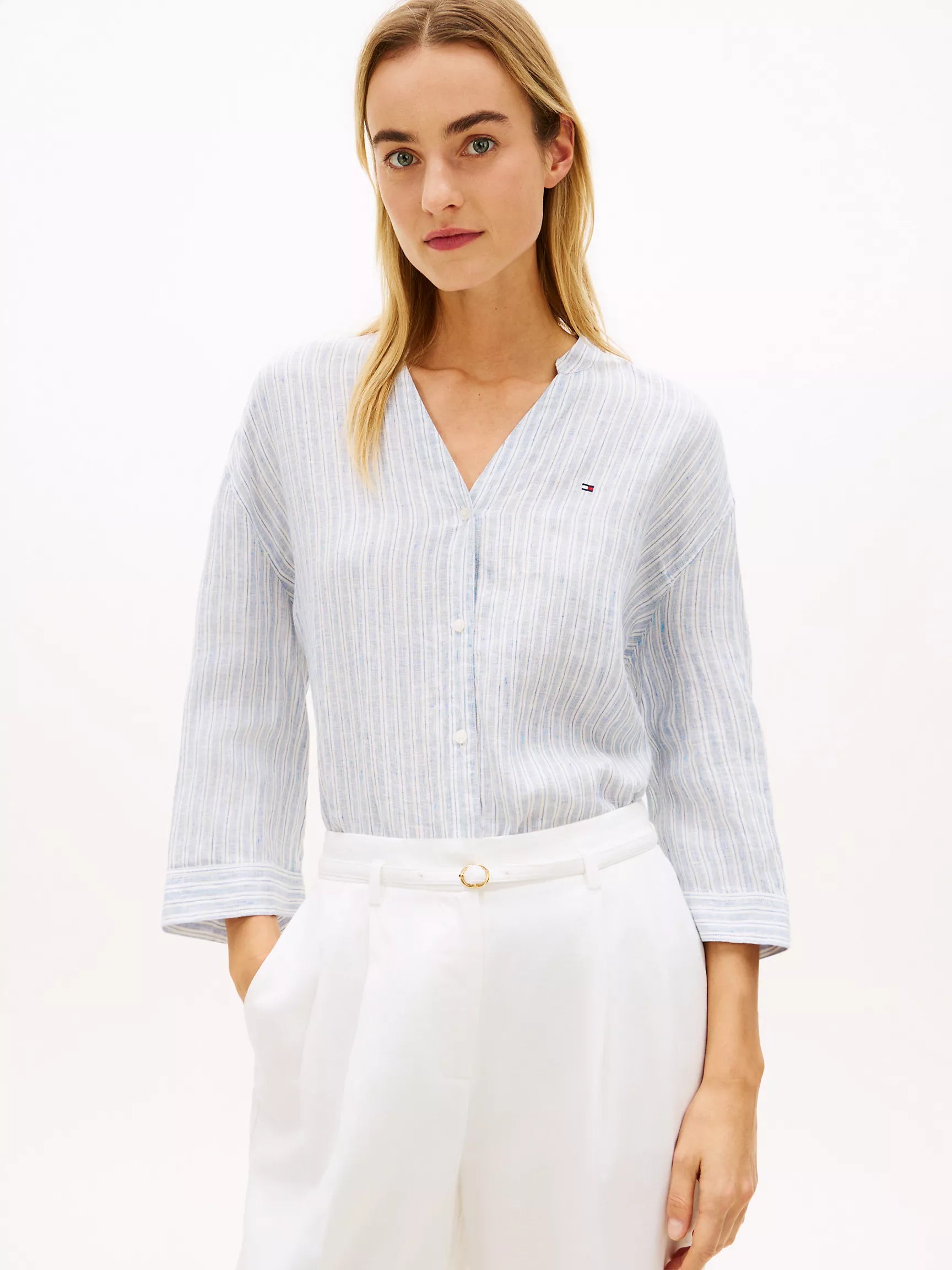 Ecru / Blue Stripe