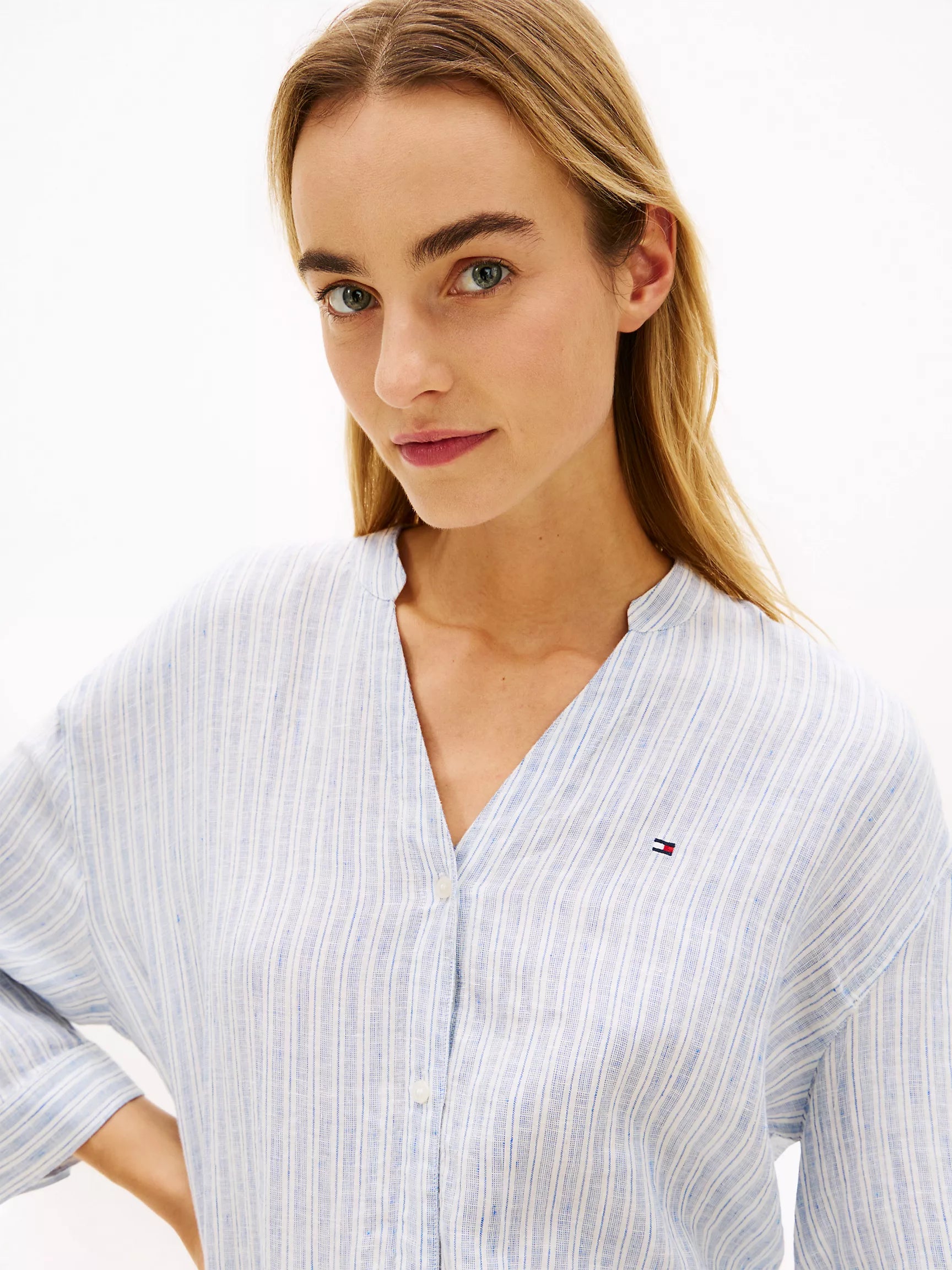Ecru / Blue Stripe