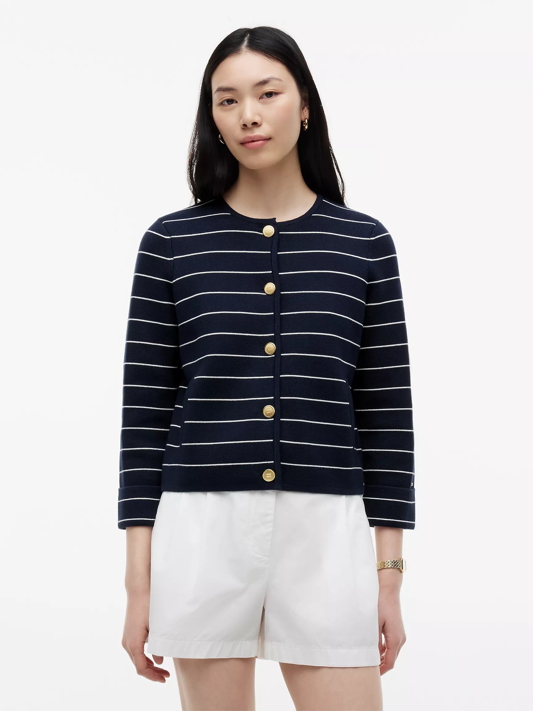 Navy Blue / Ivory Stripe