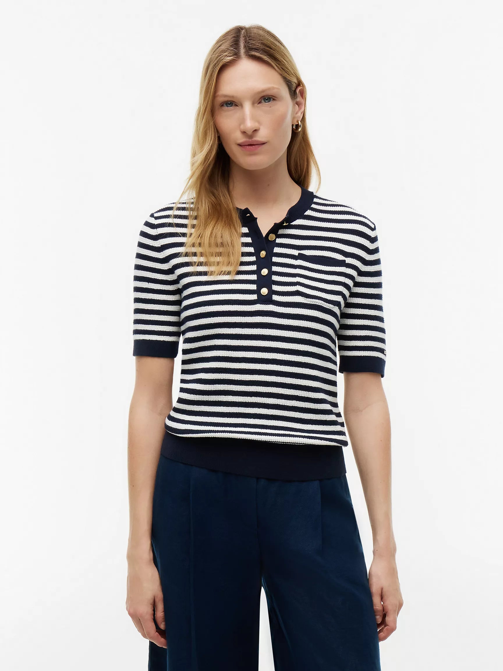 Navy Blue / Ivory Stripe