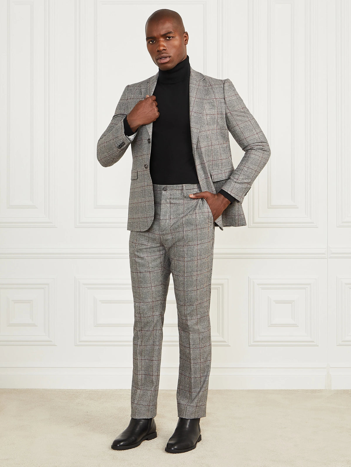 Black/White/Red Check