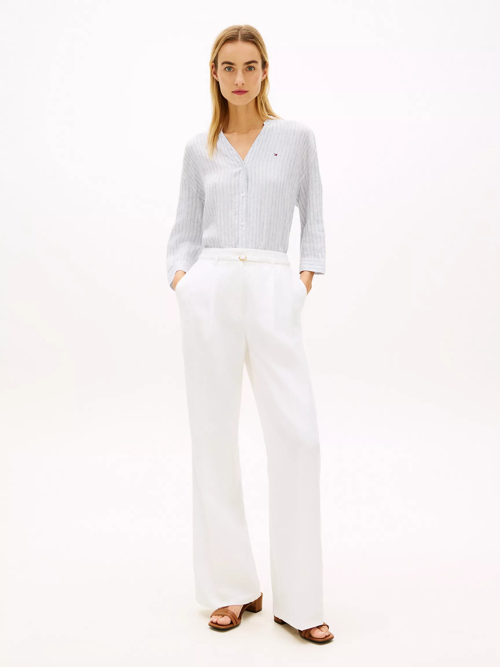Ecru / Blue Stripe