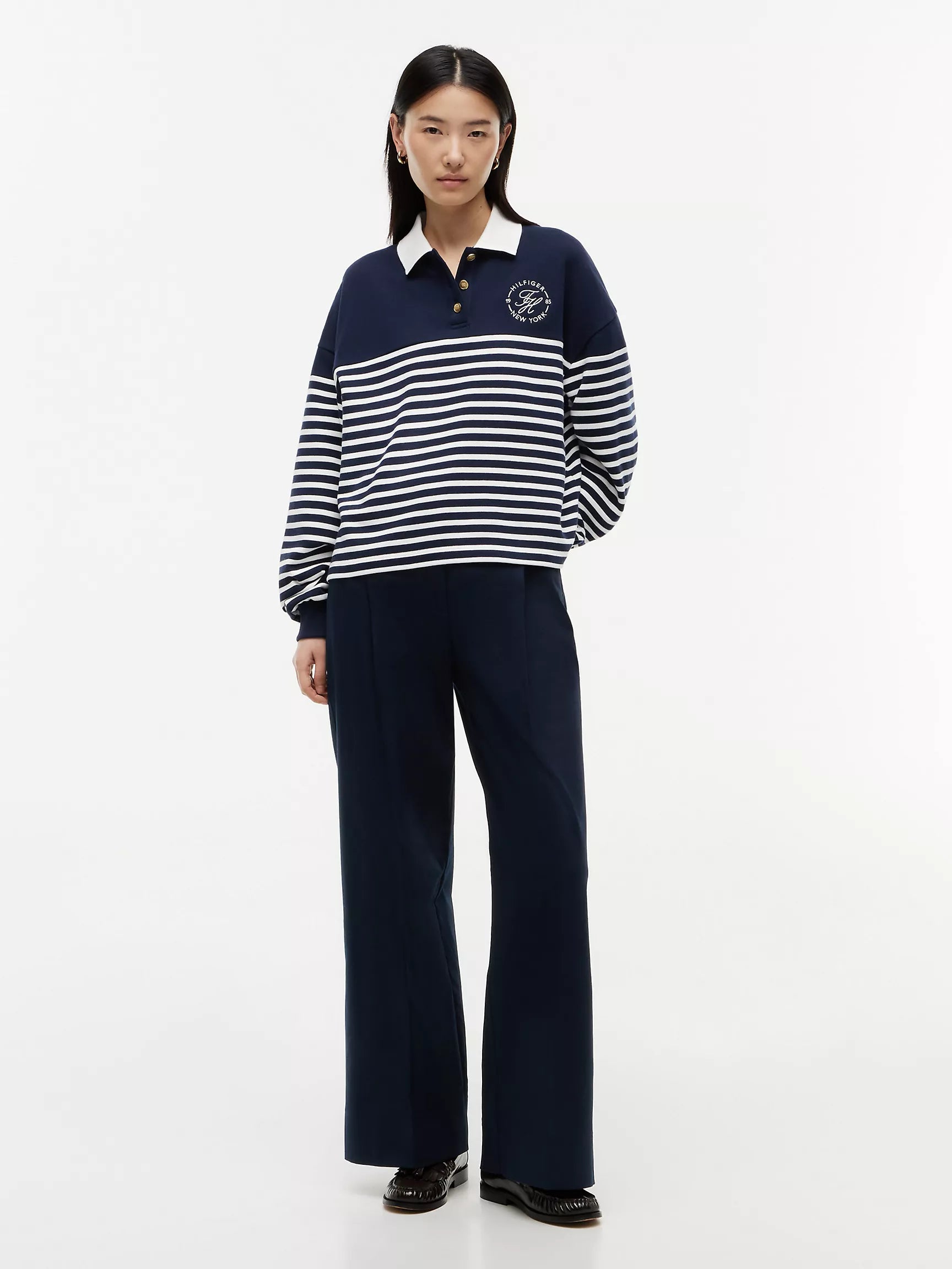 Ecru / Navy Blue Stripe 2