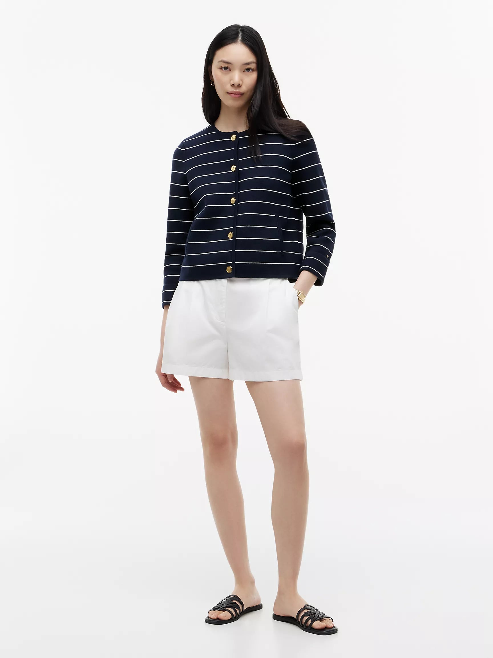Navy Blue / Ivory Stripe