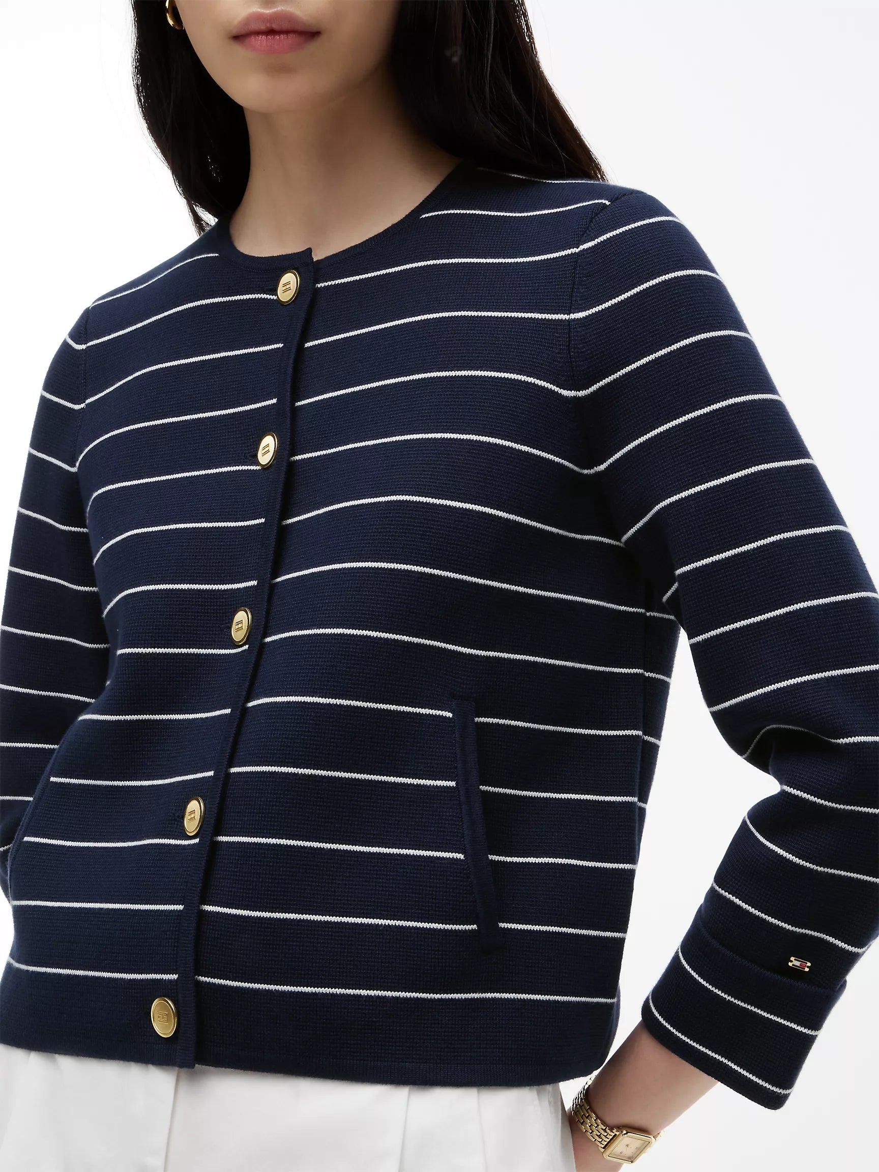 Navy Blue / Ivory Stripe