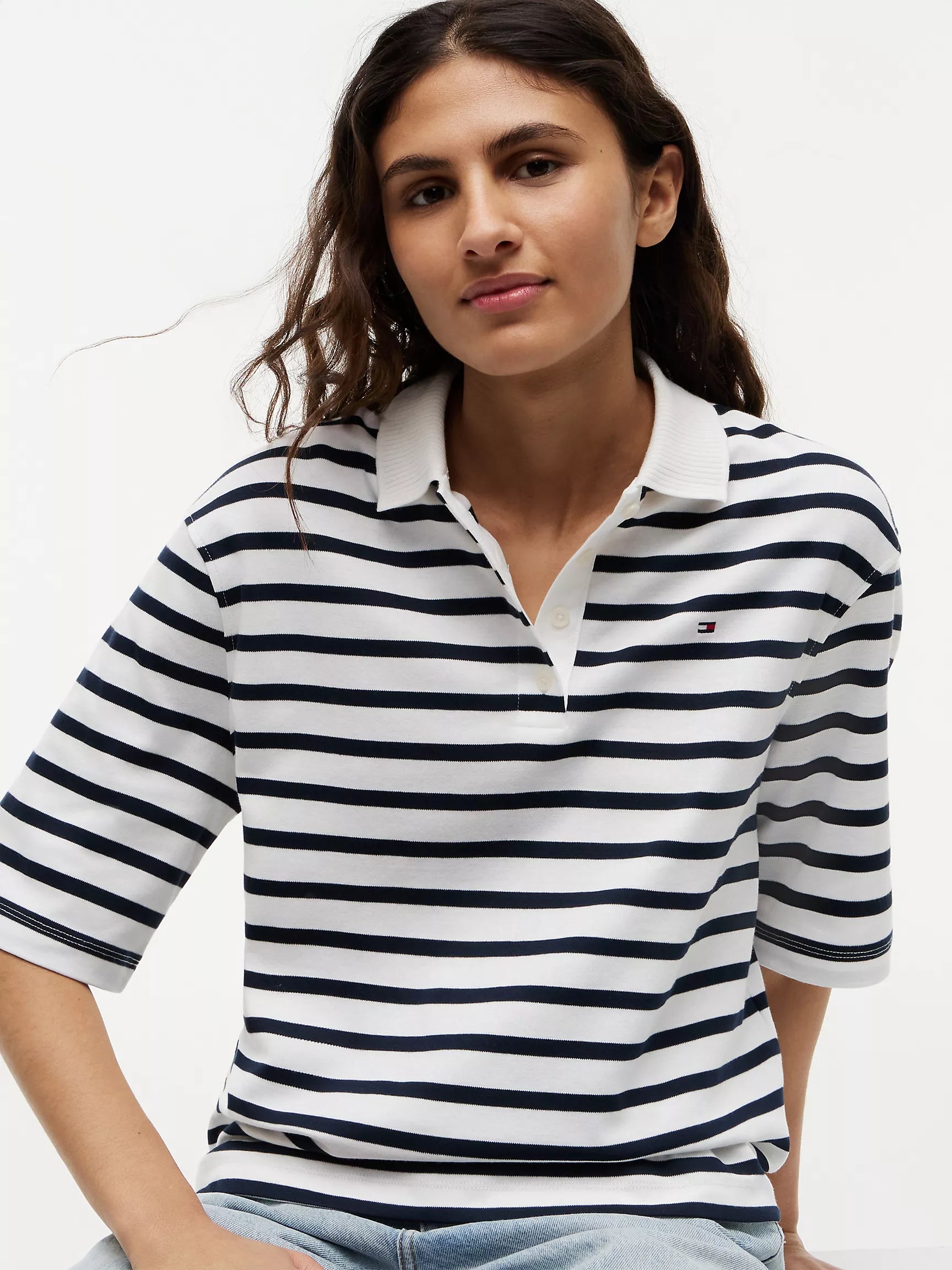 Navy Blue / Ecru Stripe