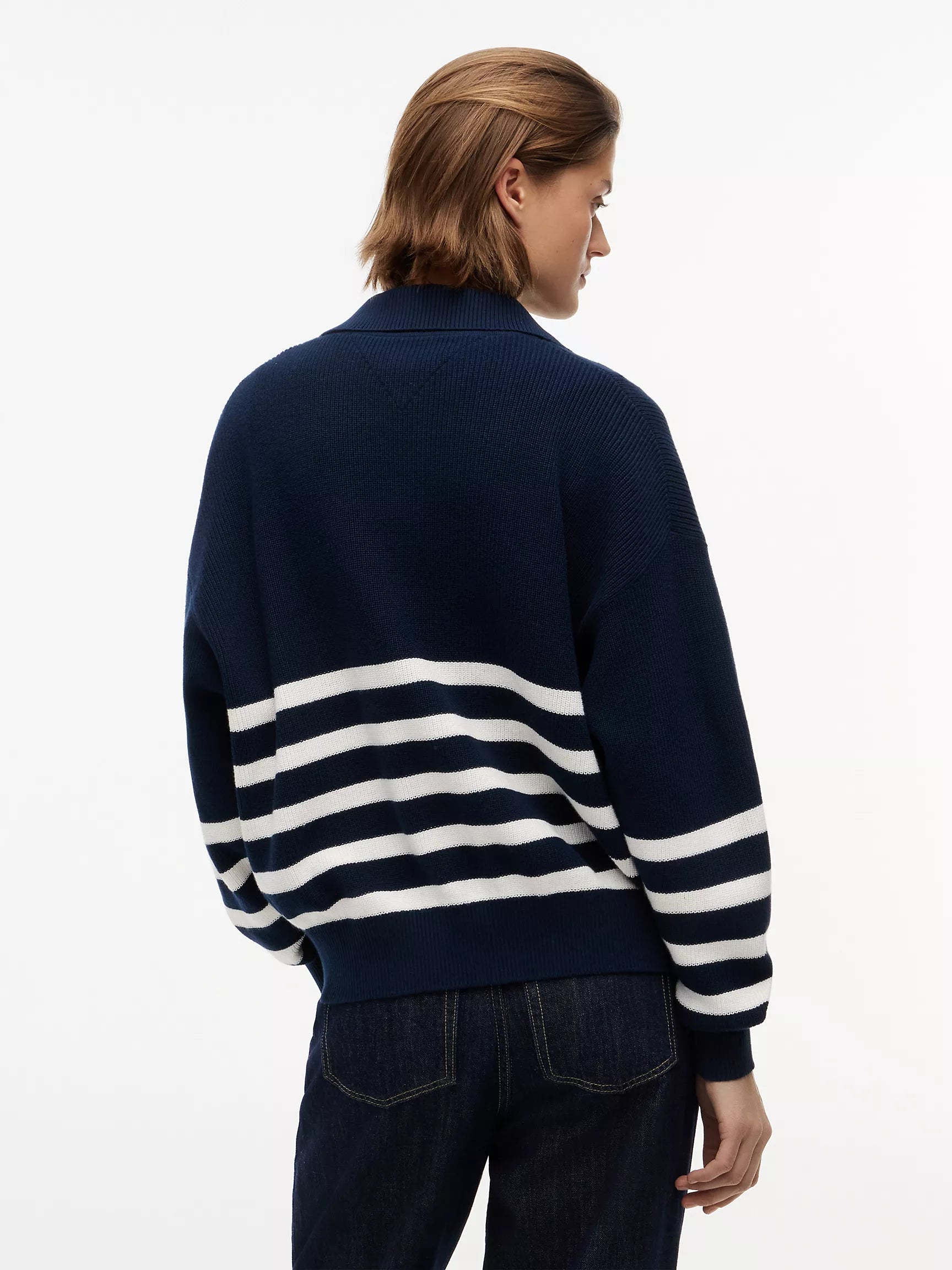 Navy Blue / Ecru Stripe