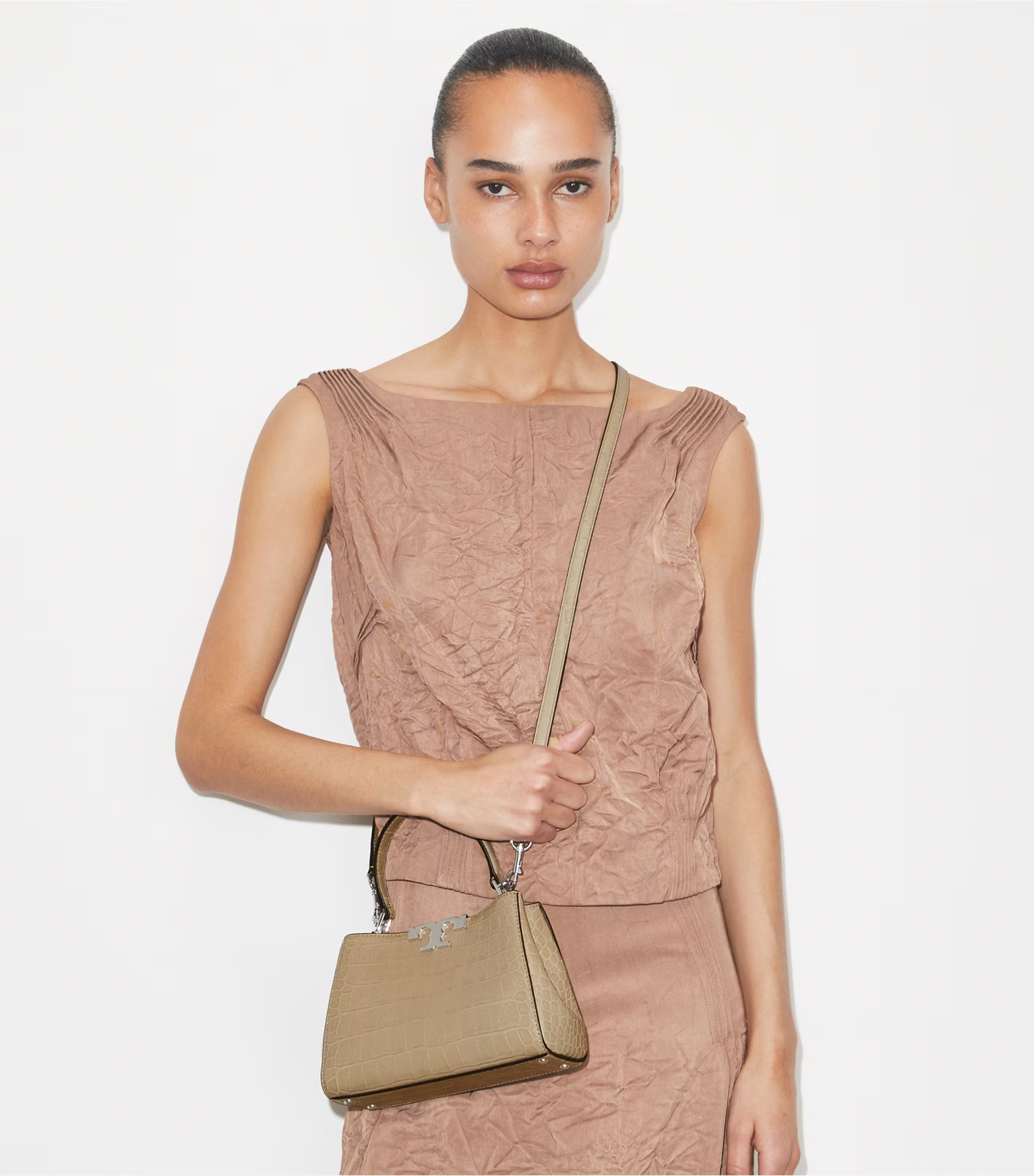MINI ELEANOR SOFT CROC-EMBOSSED SATCHEL