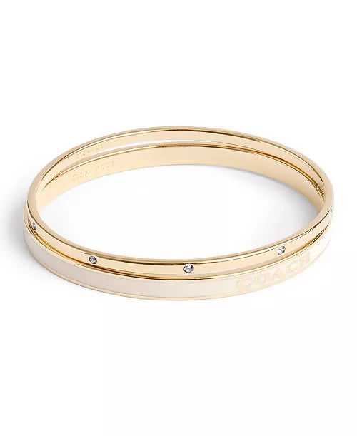 Faux Stone Enamel Signature Bangle Bracelet Set