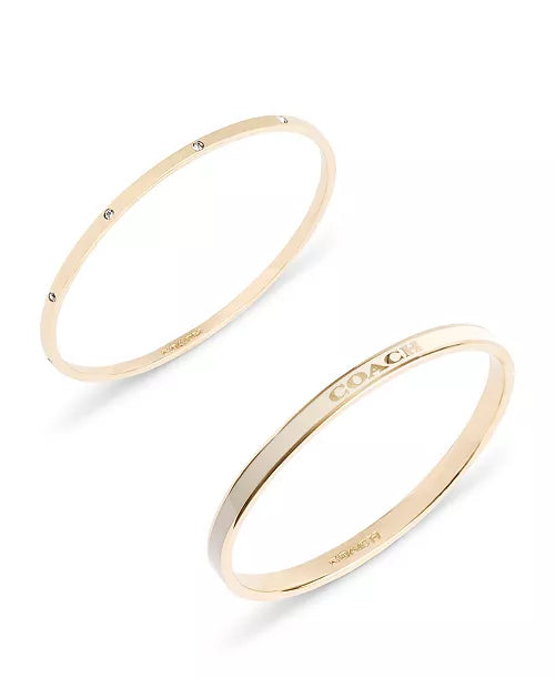 Faux Stone Enamel Signature Bangle Bracelet Set