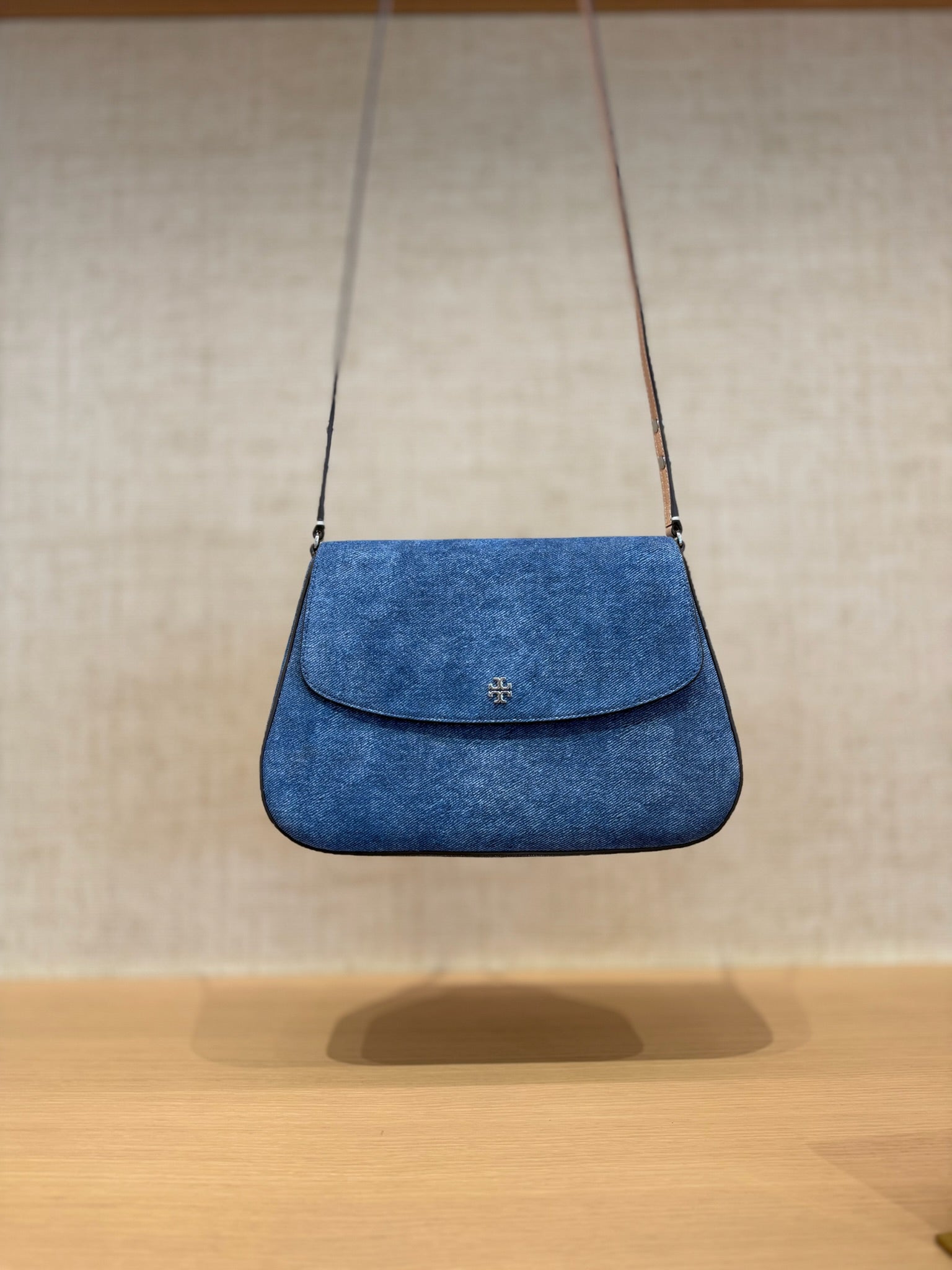 Emerson Denim Suede Convertible Shoulder Bag