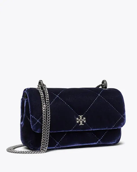 MINI KIRA DIAMOND QUILT VELVET PAVÉ FLAP BAG