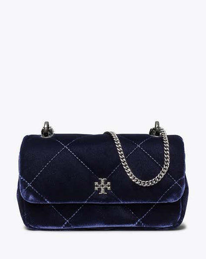 MINI KIRA DIAMOND QUILT VELVET PAVÉ FLAP BAG