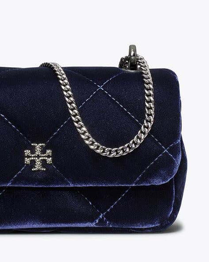 MINI KIRA DIAMOND QUILT VELVET PAVÉ FLAP BAG