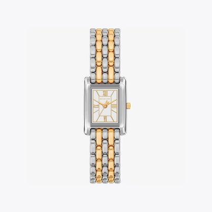 Michael Kors Women's Silver & Rose Gold Watch, Silver Dial