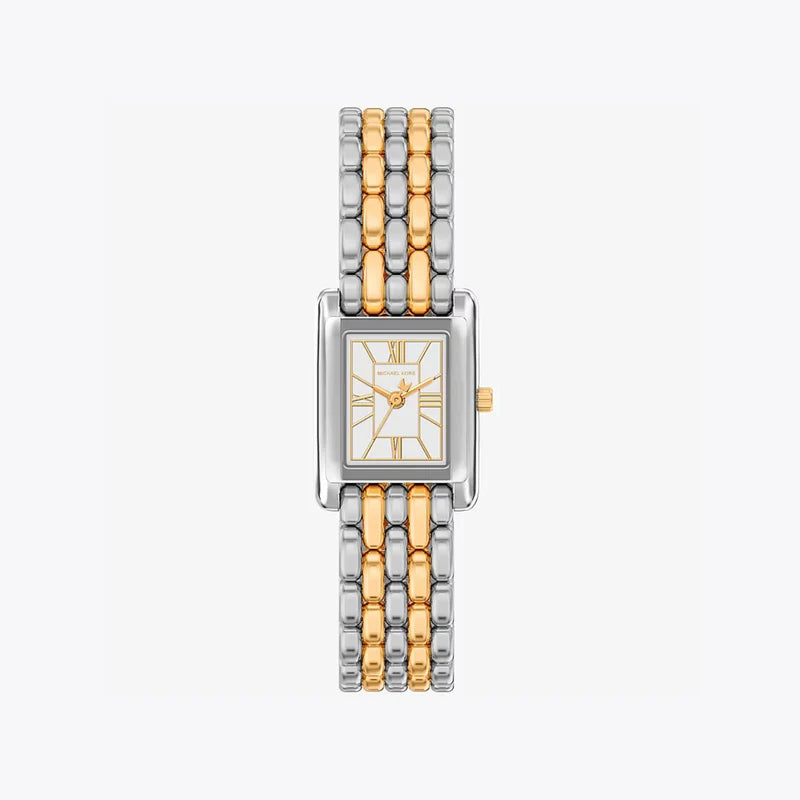 Michael Kors Women's Silver & Rose Gold Watch, Silver Dial