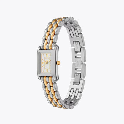 Michael Kors Women's Silver & Rose Gold Watch, Silver Dial