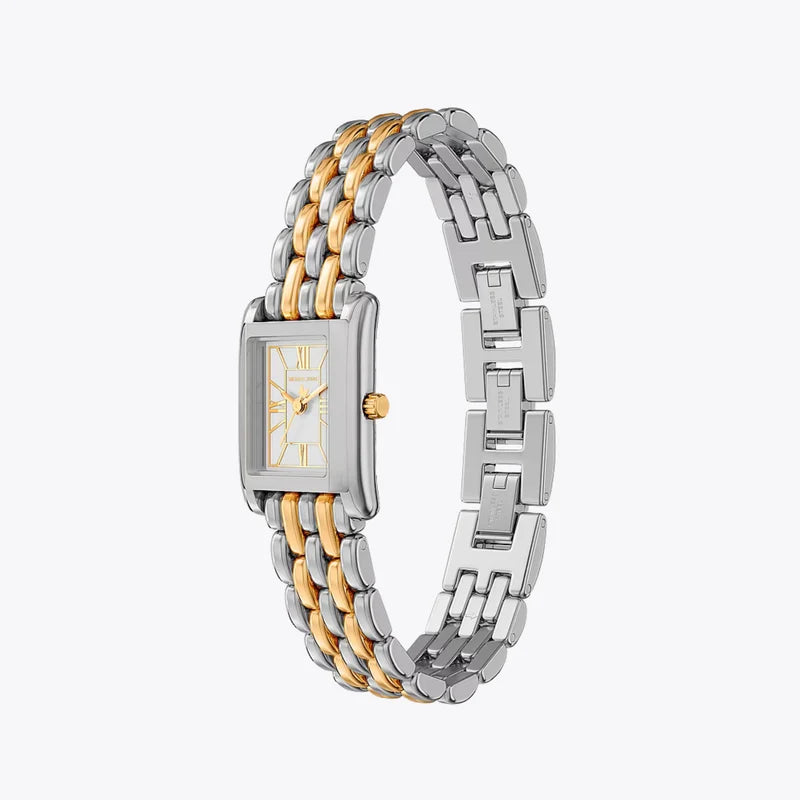 Michael Kors Women's Silver & Rose Gold Watch, Silver Dial