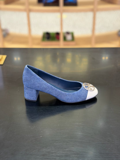 Chelsea Block Heel Pumps Denim