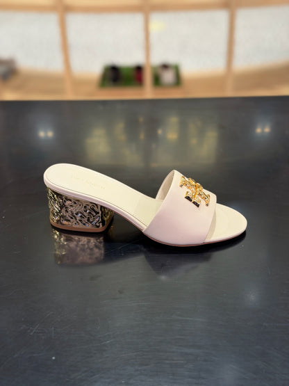 Everly Leather Block Sandal in Cream