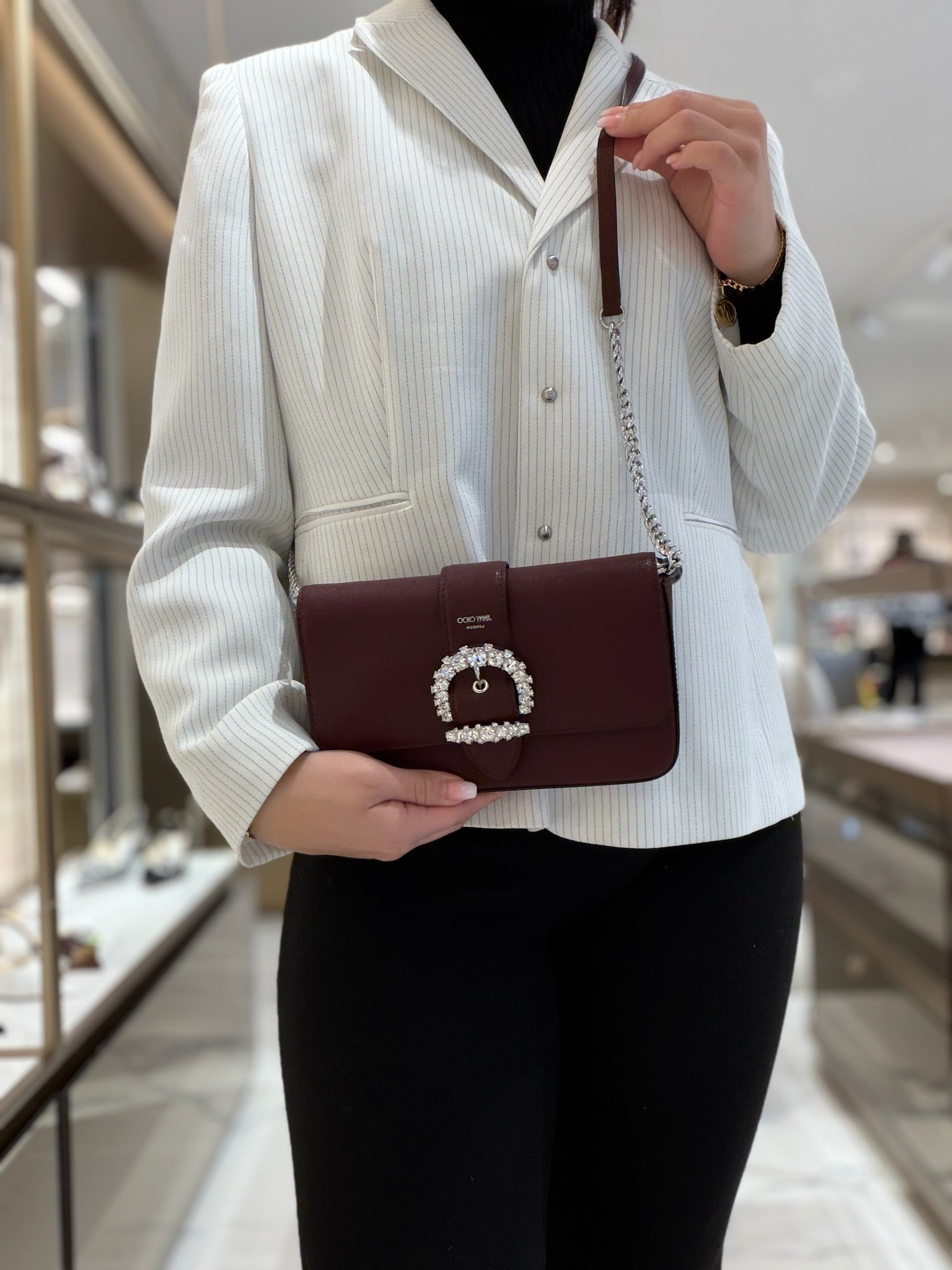 CHERI Leather Crossbody Wallet on Chain