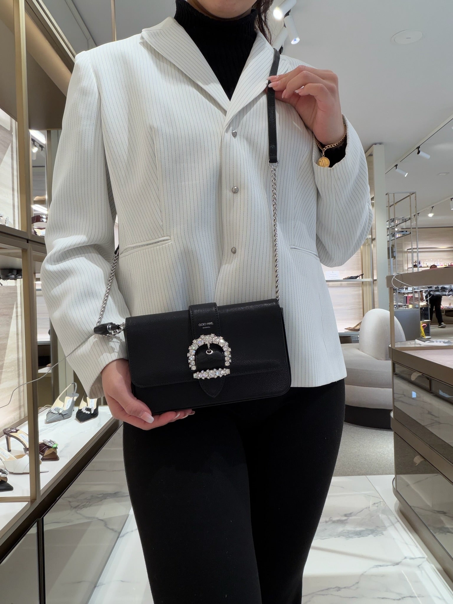 CHERI Leather Crossbody Wallet on Chain