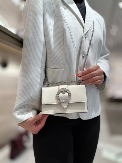 CHERI Paris Soft Grainy Leather Chain Bag