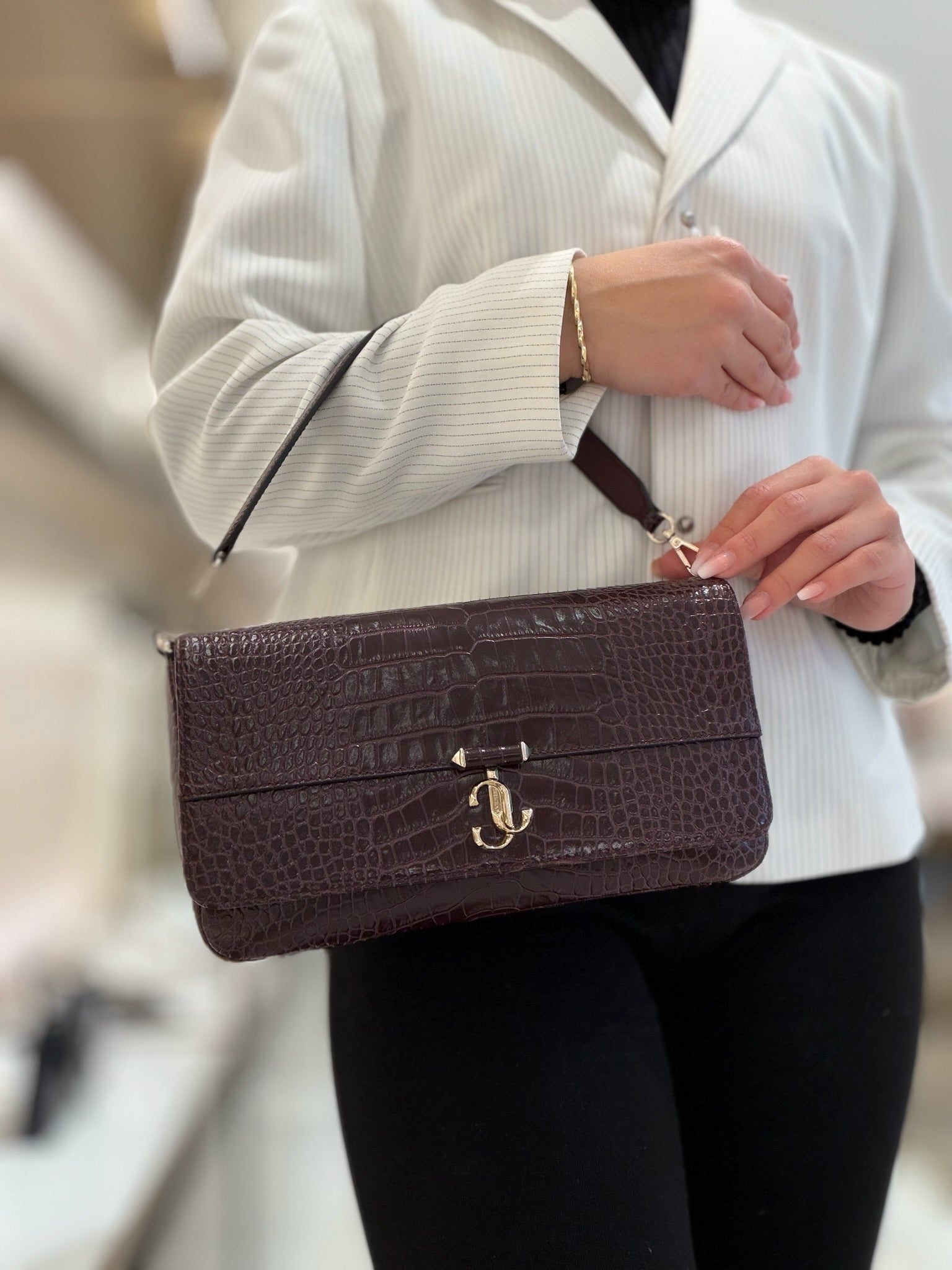 Croc Embossed Leather Crossbody bag