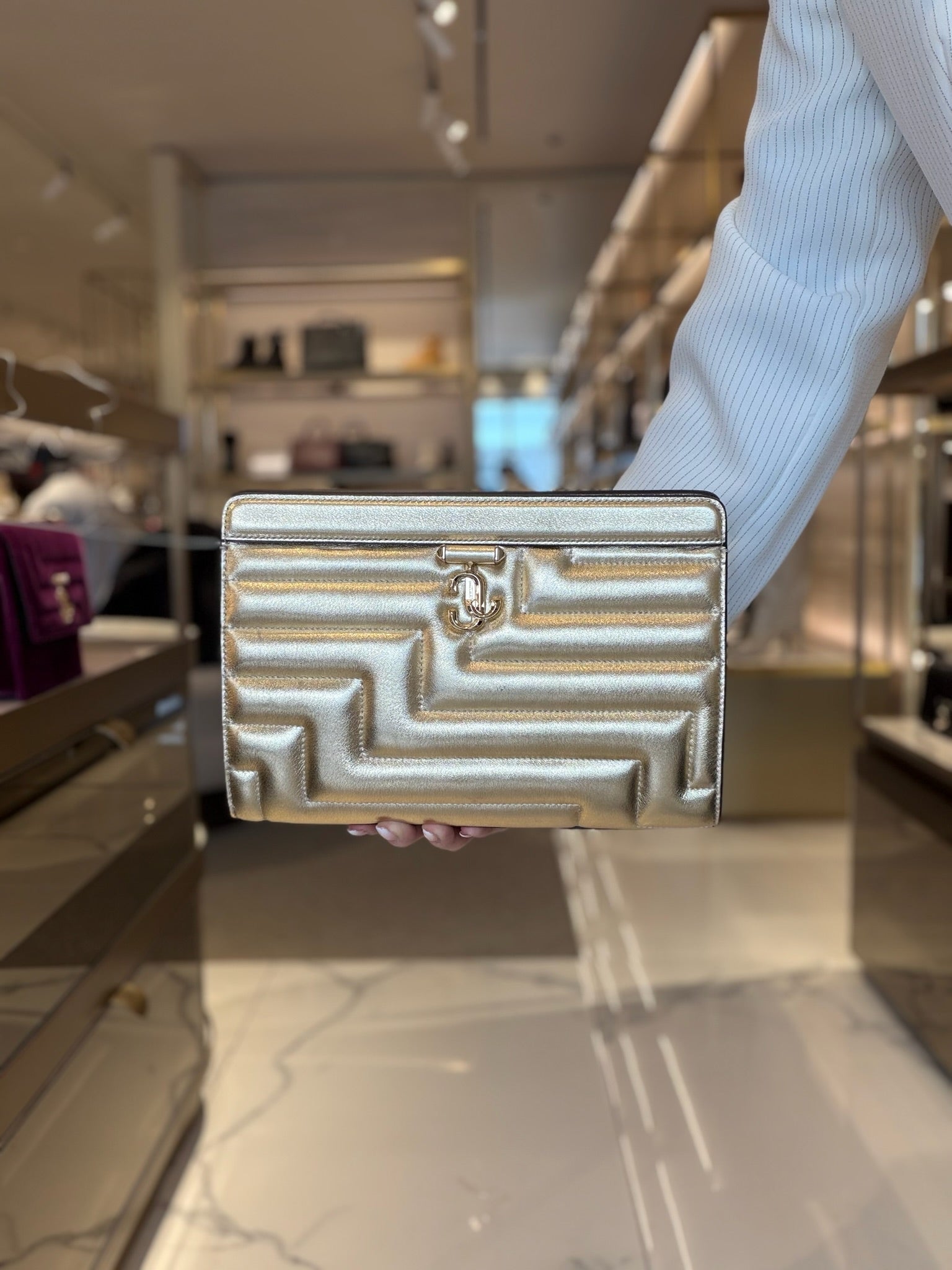 Avenue Quilted Golden Leather pouch