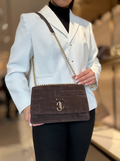 Avenue Quilted Suede Shoulder Bag