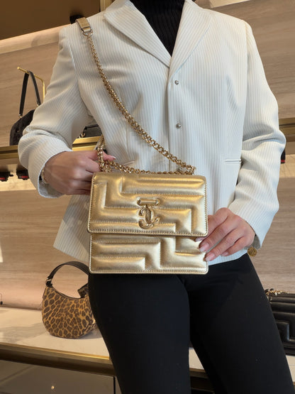 Avenue Quad Quilted Gold Shoulder Bag