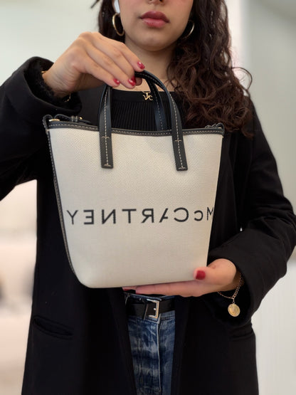 Stella McCartney Mini Logo Tote Canvas - Natural