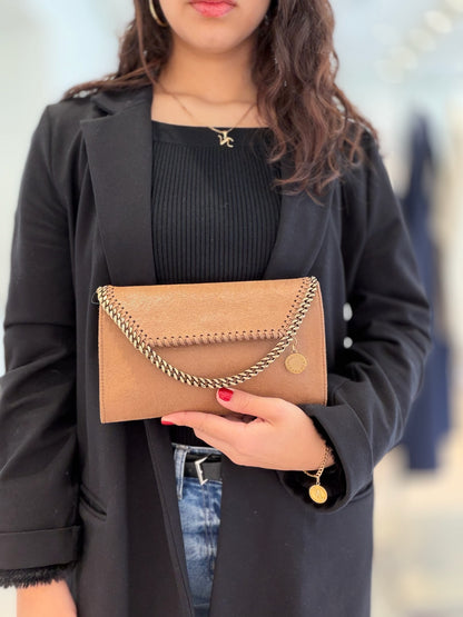 Stella McCartney Falabella Chain Wallet - Woven Tan