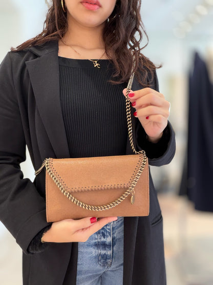 Stella McCartney Falabella Chain Wallet - Woven Tan