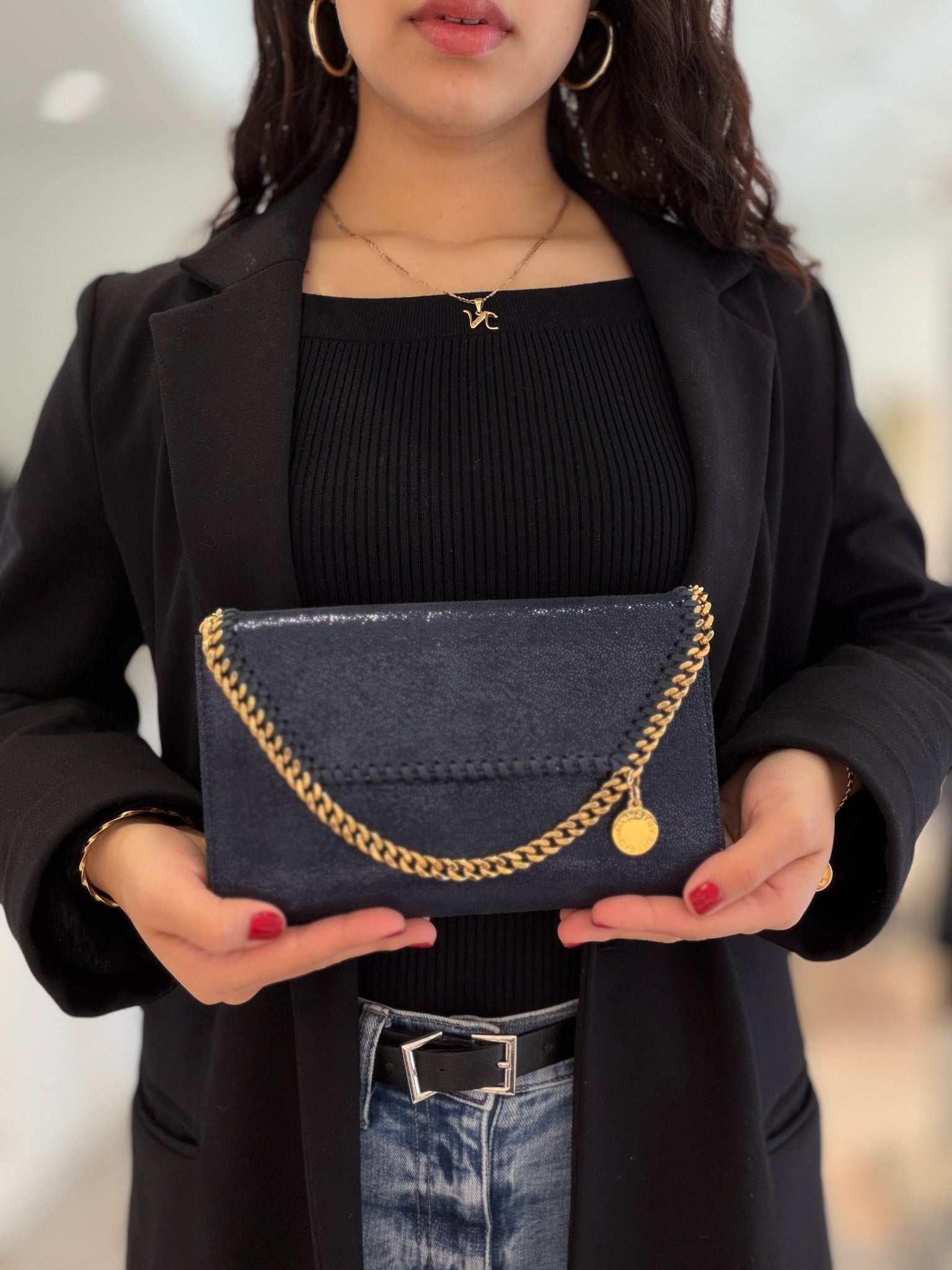 Stella McCartney Falabella Chain Wallet - Navy