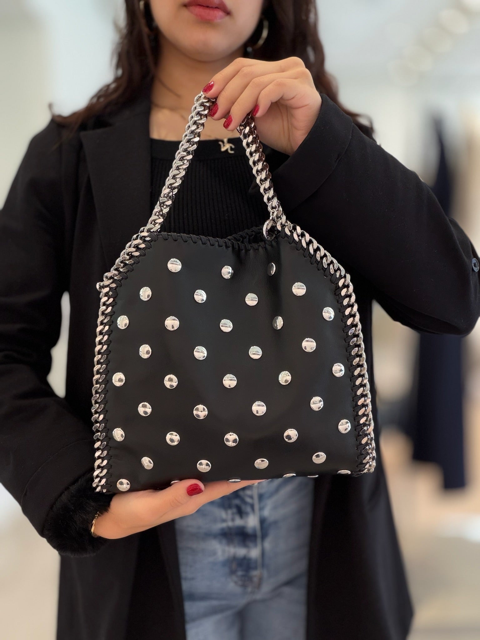 Stella McCartney Falabella Medium Studded - Black