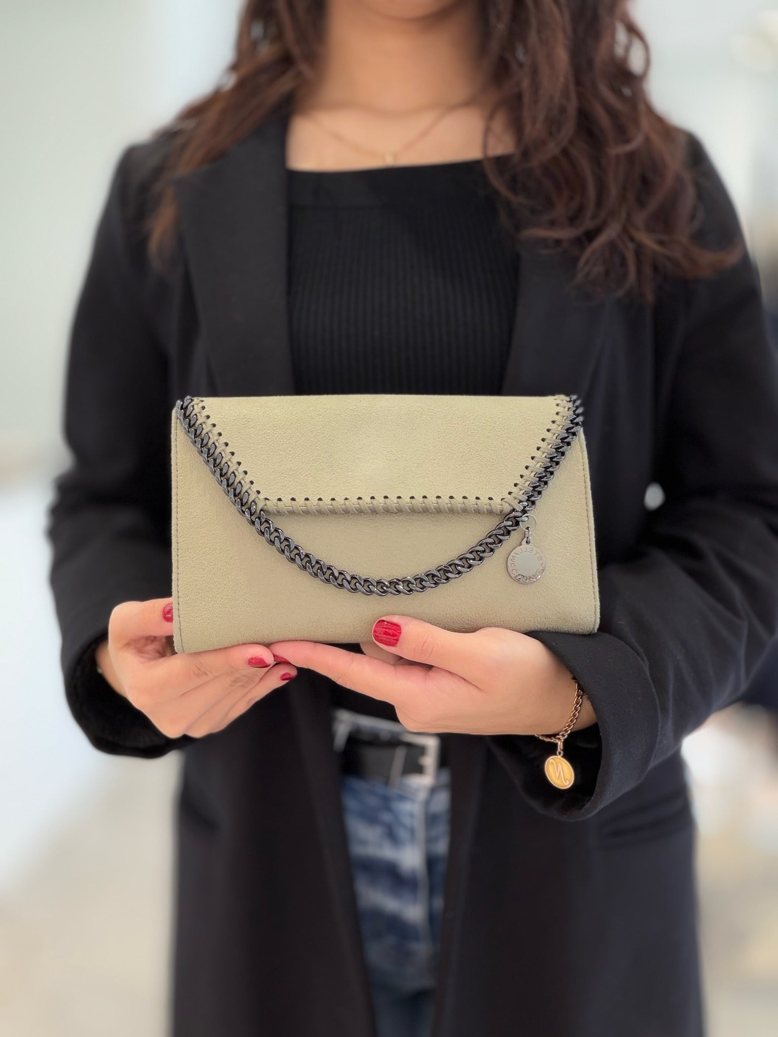 Stella McCartney Falabella Chain Wallet - Beige