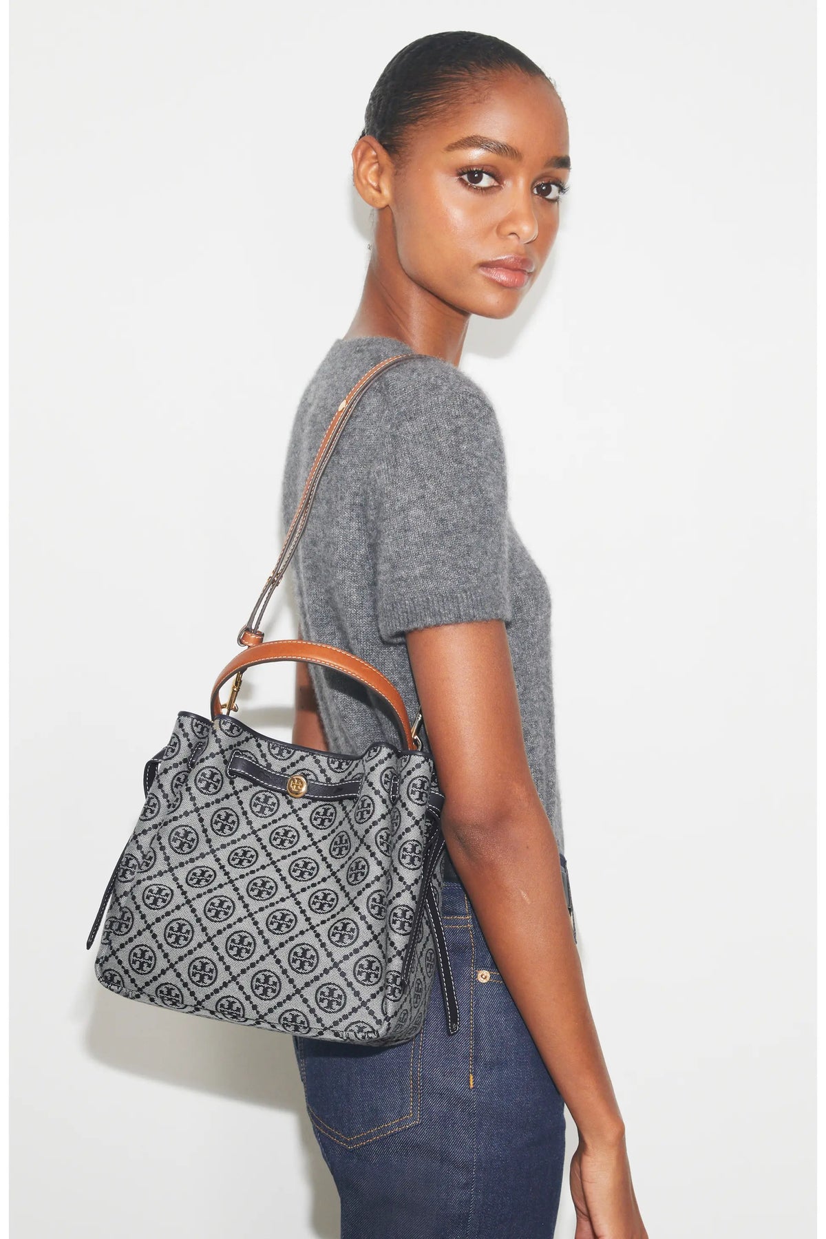 Tory Burch T Monogram Romy Bucket Bag