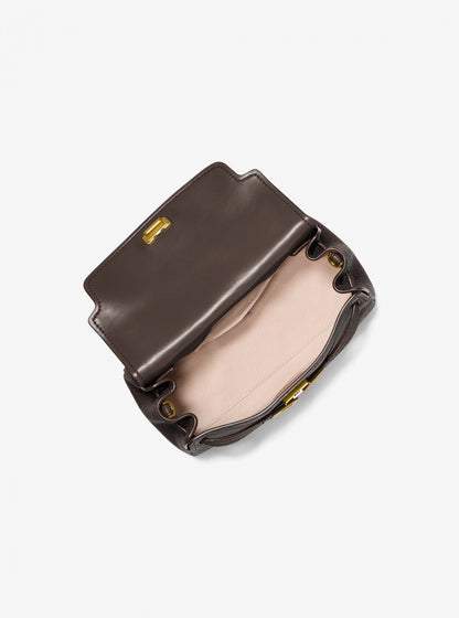 Dark brown Hamilton Moderne Extra-Small Textured Leather Slouchy Crossbody Bag