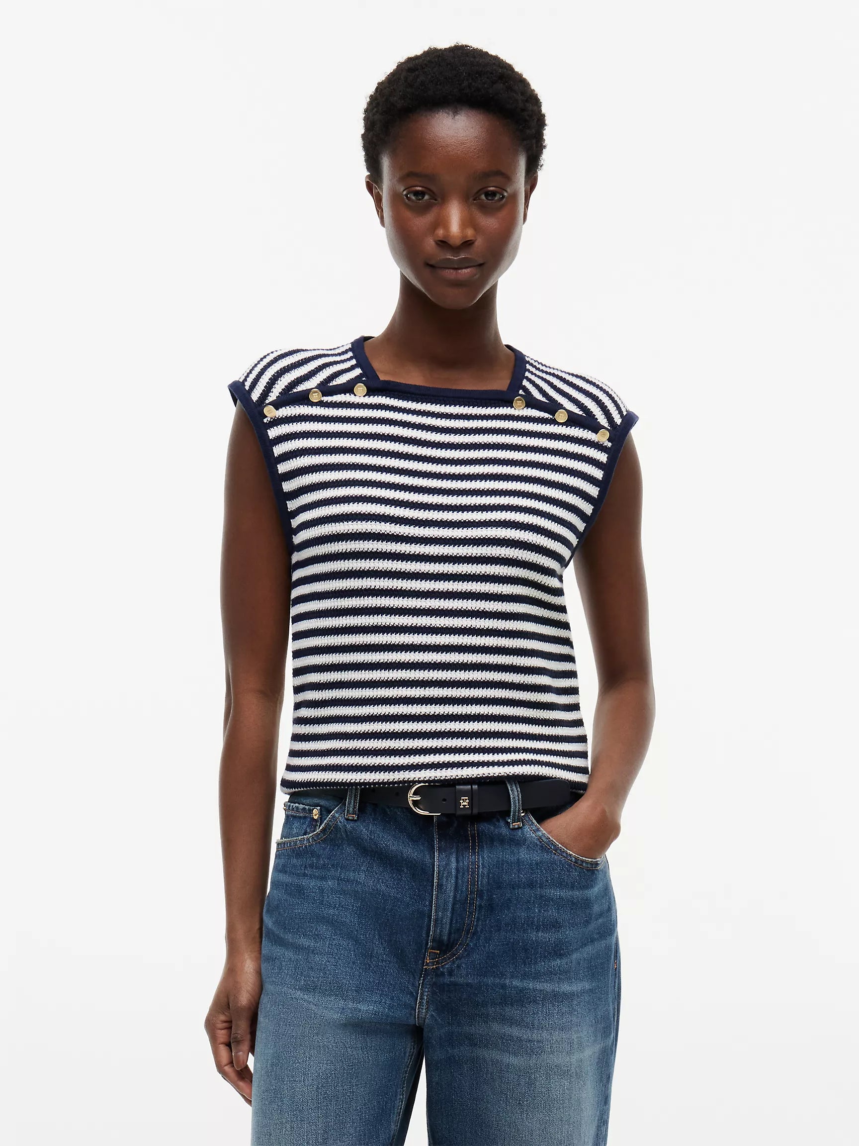 Navy Blue / Ivory Stripe