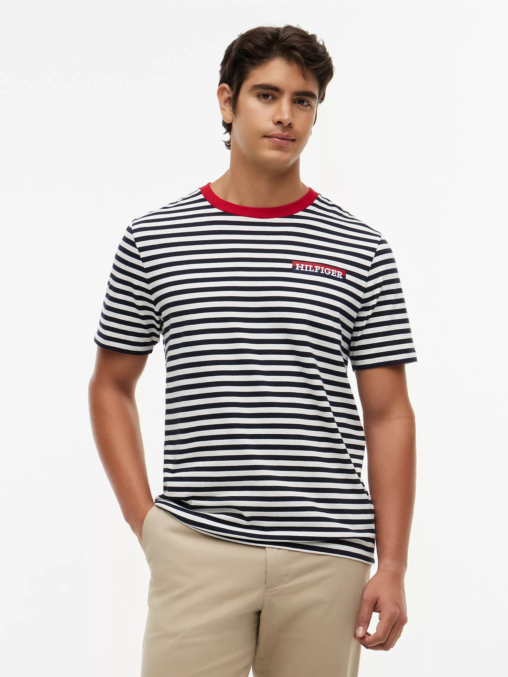 Ivory Silk/Navy Stripe