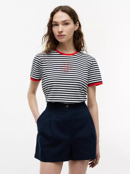 Navy Blue / Ecru Stripe