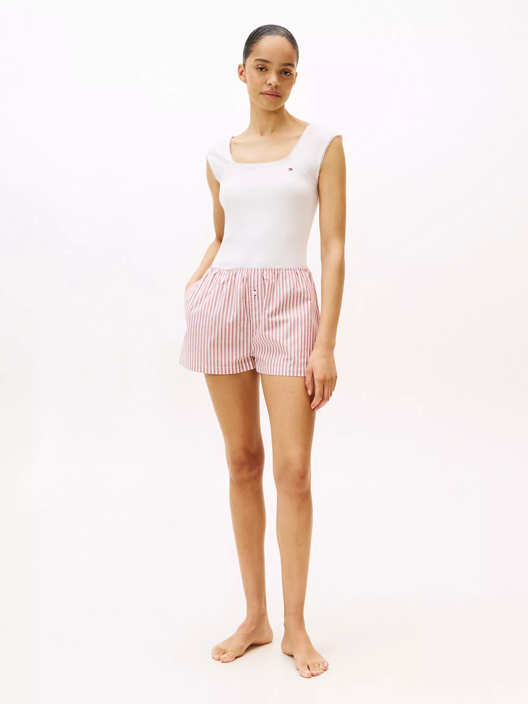 Ecru Pointelle / Blazer Stripe Prim Red