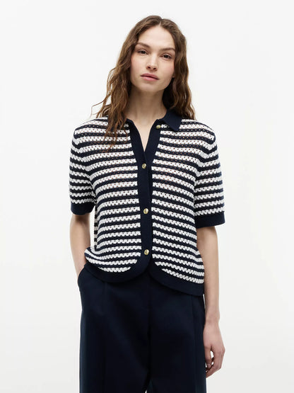 Navy Blue / Ecru Stripe
